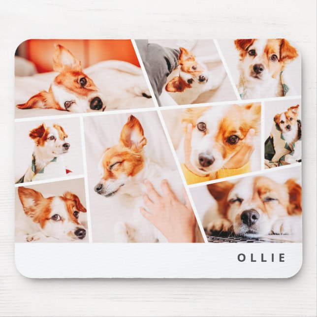 Mousepad Colagem de 9 Fotos Personalizadas Simples Modernas (Frente)