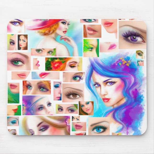 Mousepad Colagem de abstrato para mulheres (Frente)