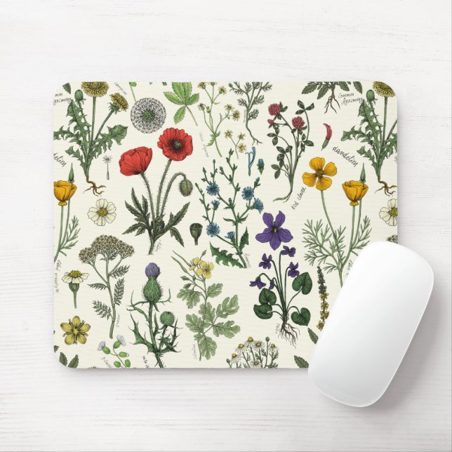 Mousepad Colagem de flores silvestres (Com mouse)