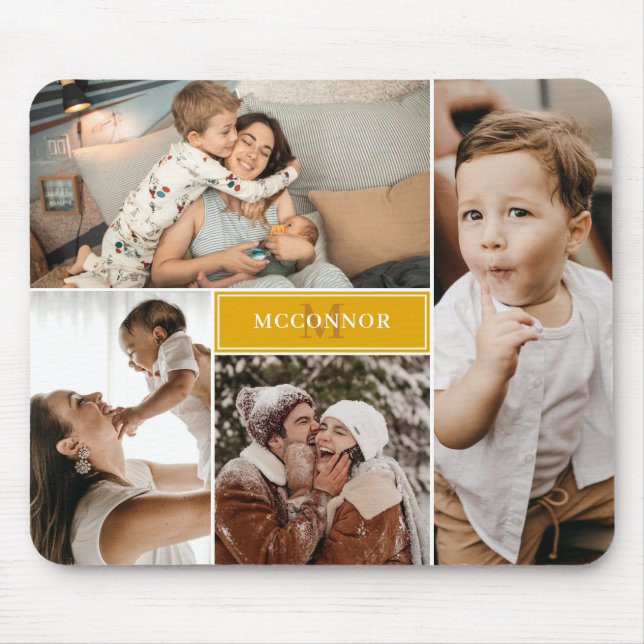 Mousepad Colagem de Fotografias Amarelo de Mostarda 4 (Frente)
