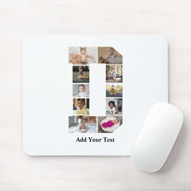 Mousepad Colagem de Fotografias com design Carta D (Com mouse)