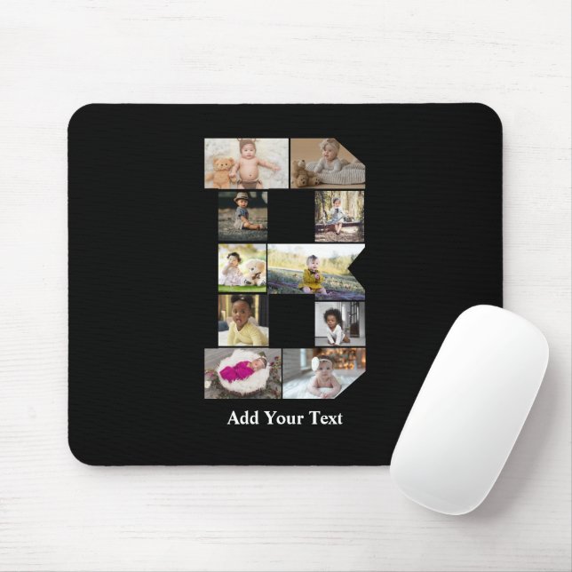 Mousepad Colagem de Fotografias com design Letra B (Com mouse)