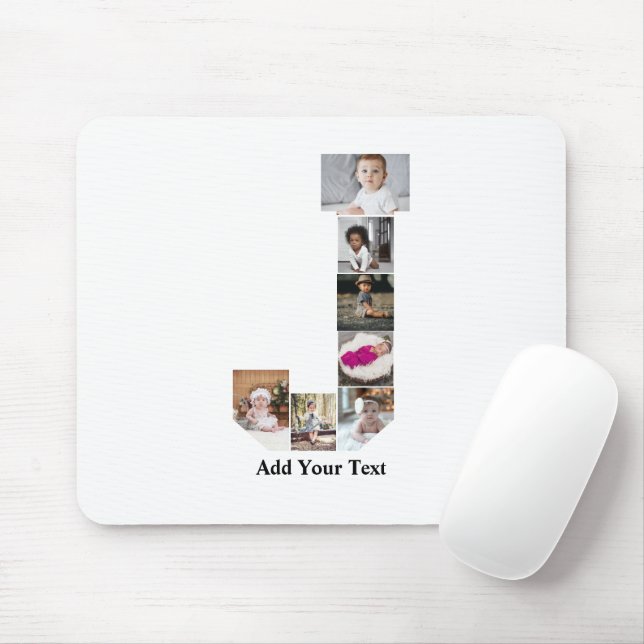 Mousepad Colagem de Fotografias com design Letra J (Com mouse)