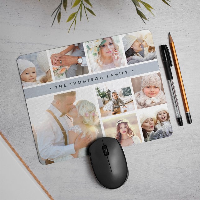 Mousepad Colagem de Fotografias com Stripe de Cinza de Nevo (Criador carregado)