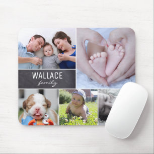 Mousepad Colagem de fotografias da família de nomes person