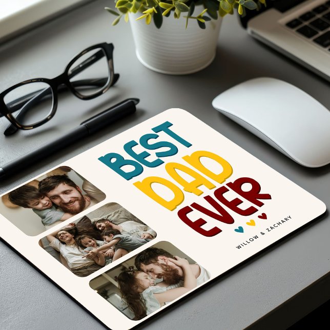 Mousepad Colagem de Fotografias do 'Best Pai Ever' 3 na Vis (Criador carregado)