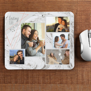 Mousepad Colagem de Fotografias do Cinza Marble 5 - Amando
