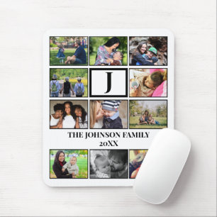 Mousepad Colagem de Fotografias do Monograma 11 da Família 