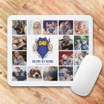 Mousepad Colagem de Fotografias do pai My Hero 16<br><div class="desc">Um tapete de rato personalizado com 16 fotos da família,  um pai super-herói revelando a palavra "PAI" debaixo de uma camisa,  as palavras "você é meu herói" e o nome dos seus filhos.</div>