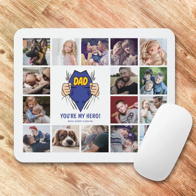 Mousepad Colagem de Fotografias do pai My Hero 16 (Criador carregado)