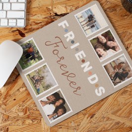 Mousepad Colagem de Fotografias Moderna de Amigos Beige par