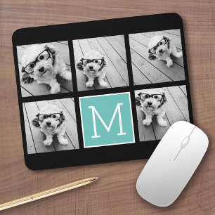 Mousepad Colagem de Fotografias Monograma - Até 5 Fotografi