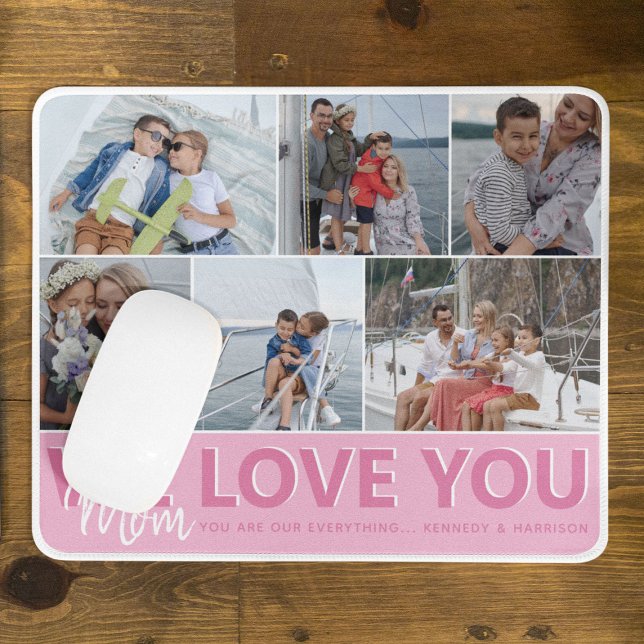 Mousepad Colagem de Fotografias 'Nós Amo-Te' Mãe | Personal (Criador carregado)