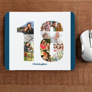 Mousepad Colagem de Fotos Aniversário de 18 Anos Número 18