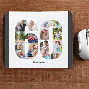 Mousepad Colagem de Fotos Aniversário de 60 anos Número 60 