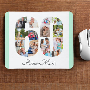 Mousepad Colagem de Fotos Aniversário de 60 anos Número 60 