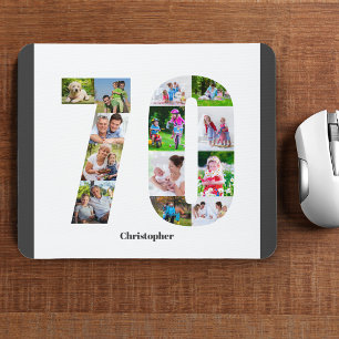 Mousepad Colagem de Fotos Aniversário de 70 anos Número 70 