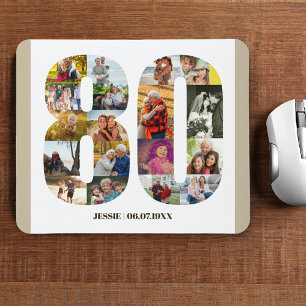 Mousepad Colagem de Fotos Aniversário de 80 anos Número 80