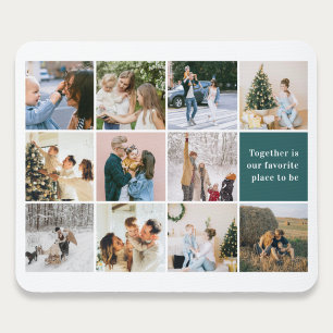 Mousepad Colagem de Fotos com Citação da Família Azul