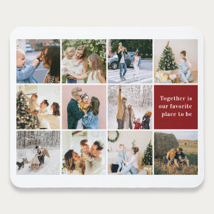 Mousepad Colagem de Fotos com Citação Família Vermelho Burg