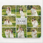 Mousepad Colagem de Fotos da Cinza do Monograma Clássico<br><div class="desc">Aproveite fotos da sua família com este monograma de mouse de colagem de fotos.</div>