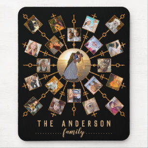Mousepad Colagem de Fotos da Família 21 Imagens Preto Dour