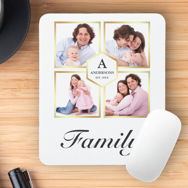 Mousepad Colagem de Fotos da Família de 4 Imagens Branca e  (Criador carregado)