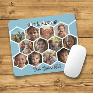 Mousepad Colagem de Fotos da Família Hexágono