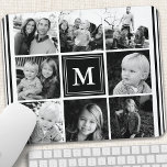 Mousepad Colagem de Fotos da Família Monograma Preta<br><div class="desc">Colagem de Fotos da Família Monograma. Personalize este design personalizado com seu próprio texto ou inicial monograma.</div>