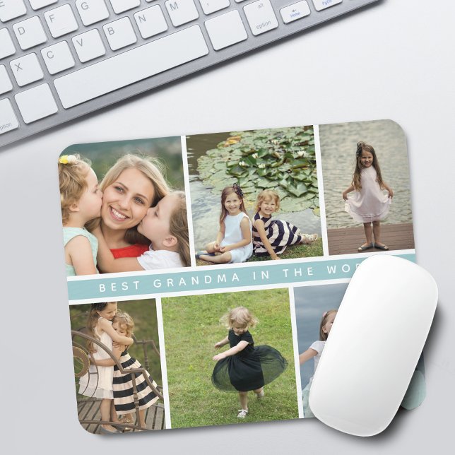 Mousepad Colagem de Fotos da Melhor Avó Moderna Roxa (Modern Best Grandma or Mommy Photo Collage Mouse Pad)