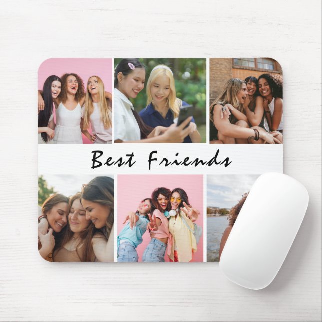 Mousepad Colagem de Fotos de Amigos Moderna Simples (Com mouse)