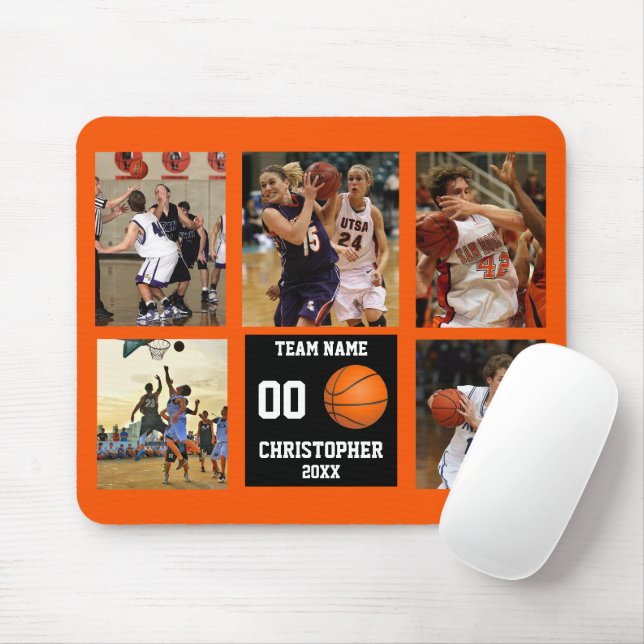 Mousepad Colagem de Fotos de Basquete Personalizada (Com mouse)