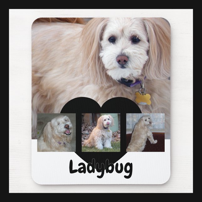 Mousepad Colagem de Fotos de Cachorro Personalizada com Nom (Criador carregado)