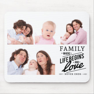 Mousepad Colagem de Fotos de Citação de Amor da Família Mod