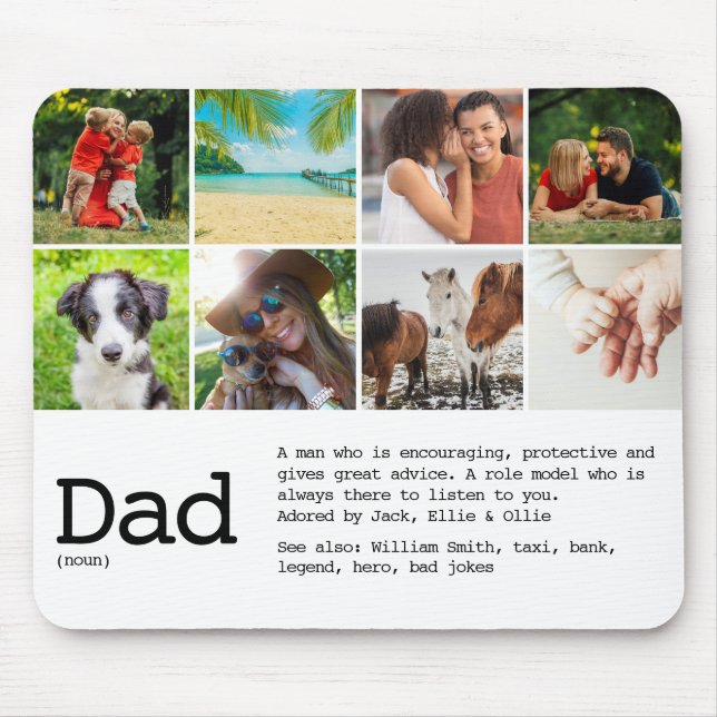 Mousepad Colagem de Fotos de Definição de Pai Personalizada (Frente)
