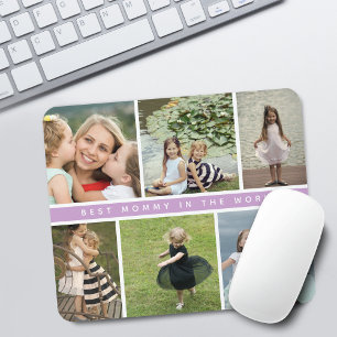 Mousepad Colagem de Fotos de Mãe Moderna Roxa