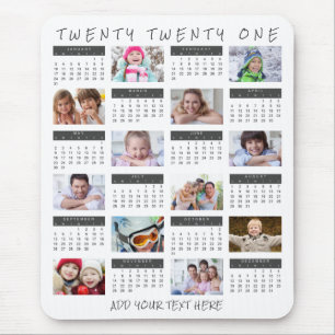Mousepad Colagem de Fotos do Calendário Moderno 2021 Perso