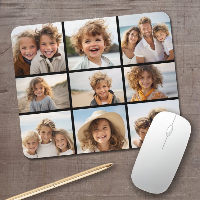 Mousepad Colagem de Fotos do Instagram com 9 fotos (Personalized Mousepad - Add Your Photos and Text)