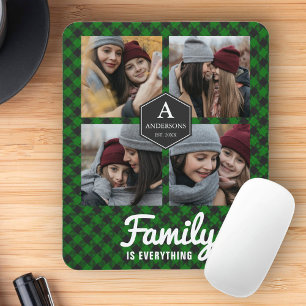 Mousepad Colagem de Fotos do Lenhador Xadrez Búfalo Verde