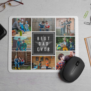 Mousepad Colagem de Fotos do Melhor Pai Black Star