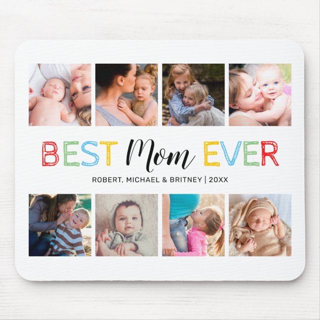 Mousepad Colagem de Fotos Fofo de 8 para Mãe (Frente)