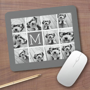 Mousepad Colagem de Fotos Instagram Personalizada Monograma