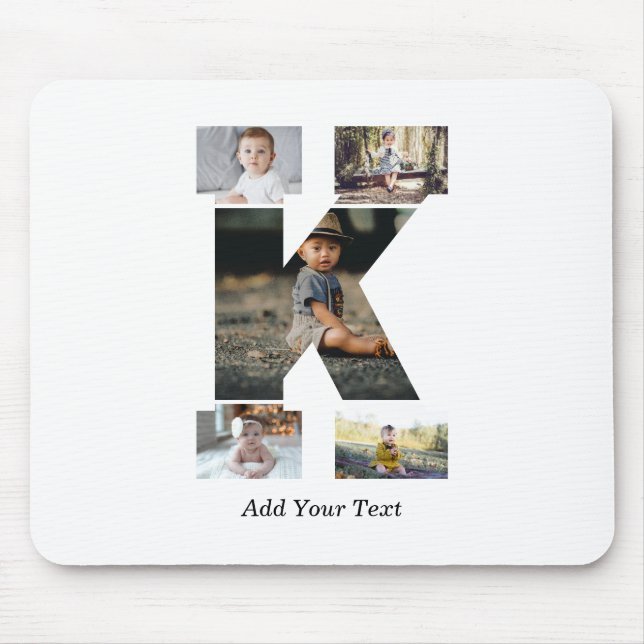Mousepad Colagem de Fotos K Letra Preto e Branco (Frente)