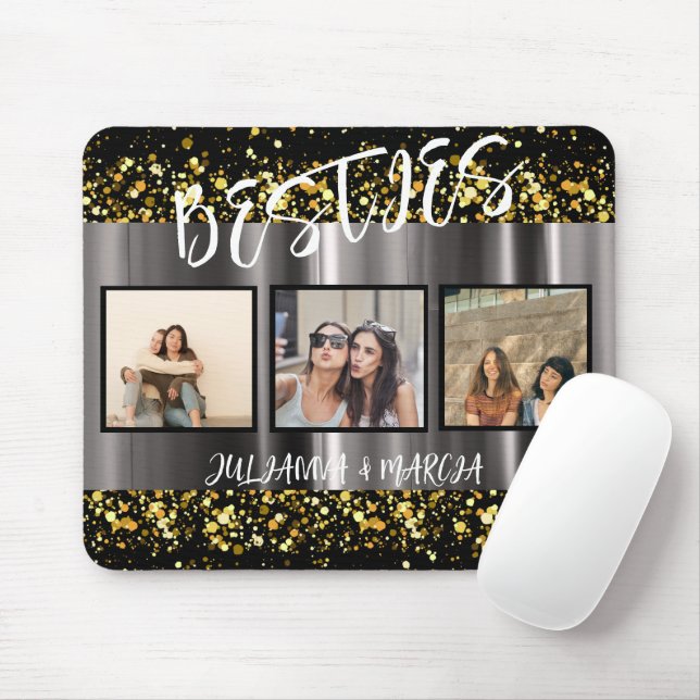 Mousepad Colagem de Fotos Moderna BFF para Melhores Amigos  (Com mouse)