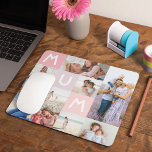 Mousepad Colagem de Fotos Moderna da mãe Cor de Rosa<br><div class="desc">Mande um belo mouse personalizado para a sua mãe que ela amará para sempre. Pasta especial personalizada de mouse de colagem de fotos para exibir 9 fotos e memórias da sua família especial. Nosso design apresenta um moderno design de grade de colagem de 9 fotos com letras de "Mãe" exibidas...</div>