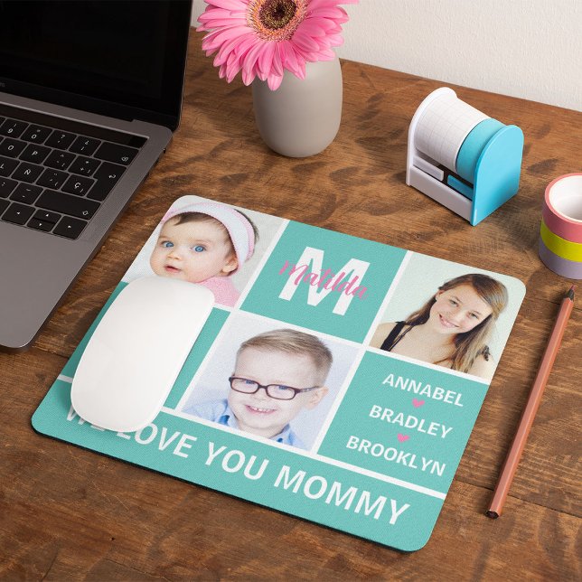 Mousepad Colagem de Fotos Moderna 'Melhor Mãe Nunca' (Criador carregado)