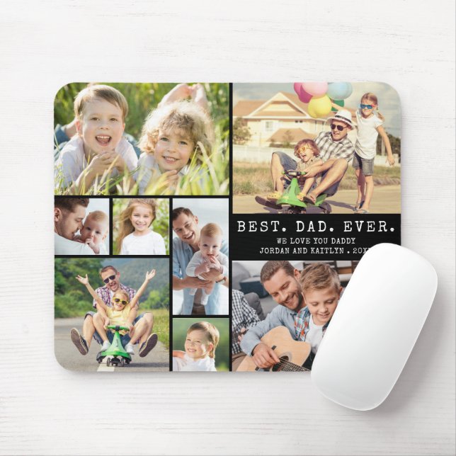 Mousepad Colagem de Fotos Moderna MELHOR PAI DO MUNDO 8 (Com mouse)