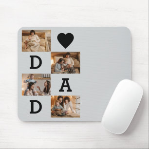 Mousepad Colagem de Fotos - Pai com Coração   Dia dos Pais-