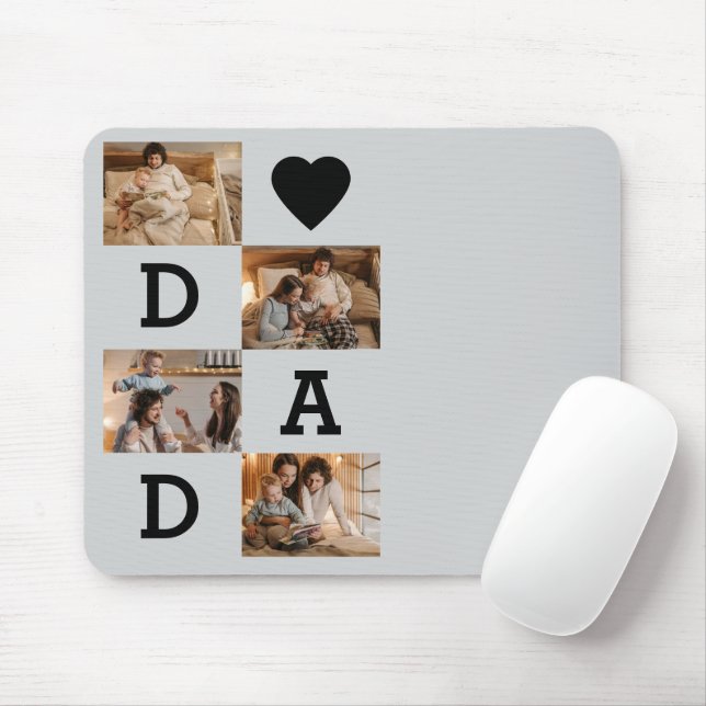 Mousepad Colagem de Fotos - Pai com Coração | Dia dos Pais- (Com mouse)
