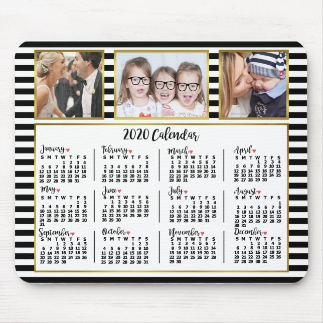 Mousepad Colagem de Fotos Personalizada de Stripes de Pré-D (Frente)